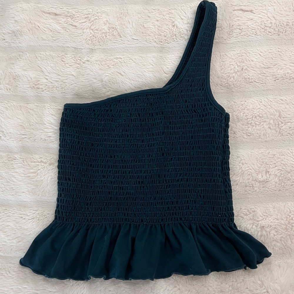 One Shoulder Teal Top